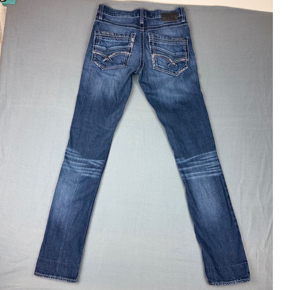 BKE Asher Slim Fit Dark Wash Jeans Mens 30XL Extra Long Paisley Cuff Stitching - Picture 7 of 11